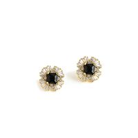 1 Pair Commute Flower Plating Inlay Sterling Silver Zircon 14k Gold Plated Ear Studs main image 4