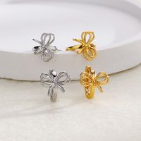 1 Piece Simple Style Bow Knot Plating Hollow Out Copper Gold Plated Earrings main image 6