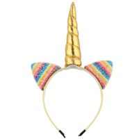 Cartoon Style Unicorn Cat Ears Plastic Sequins Hair Band sku image 4
