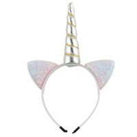 Cartoon Style Unicorn Cat Ears Plastic Sequins Hair Band sku image 2