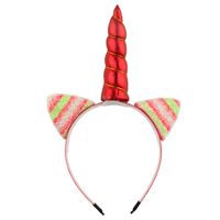 Cartoon Style Unicorn Cat Ears Plastic Sequins Hair Band sku image 5