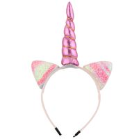 Cartoon Style Unicorn Cat Ears Plastic Sequins Hair Band sku image 3