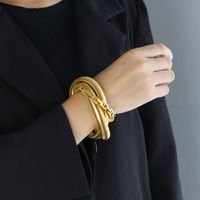 Streetwear Solid Color Titanium Steel 18K Gold Plated Wristband In Bulk main image 2