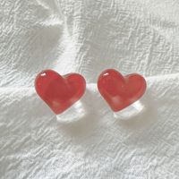 Wholesale Jewelry Sweet Heart Shape Resin Copper 14k Gold Plated Plating Ear Studs main image 1