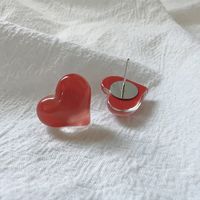 Wholesale Jewelry Sweet Heart Shape Resin Copper 14k Gold Plated Plating Ear Studs main image 5