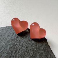 Wholesale Jewelry Sweet Heart Shape Resin Copper 14k Gold Plated Plating Ear Studs main image 3