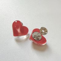 Wholesale Jewelry Sweet Heart Shape Resin Copper 14k Gold Plated Plating Ear Studs main image 2
