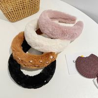 Basic Classic Style Solid Color Plush Hair Band main image 4