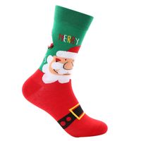 Unisex Christmas Santa Claus Cotton Crew Socks A Pair sku image 2