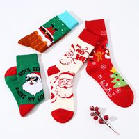 Unisex Weihnachten Weihnachtsmann Baumwolle Crew Socken Ein Paar main image 4