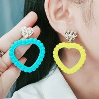 Wholesale Jewelry Simple Style Heart Shape Arylic Spray Paint Drop Earrings main image 3