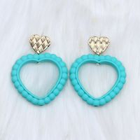 Wholesale Jewelry Simple Style Heart Shape Arylic Spray Paint Drop Earrings sku image 10