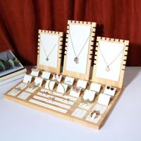 Classic Style Solid Color Solid Wood Flannel Jewelry Rack main image 4