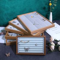Modern Style Rectangle Wood Flannel Jewelry Rack main image 1
