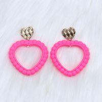 Wholesale Jewelry Simple Style Heart Shape Arylic Spray Paint Drop Earrings sku image 1