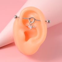 1 Piece Simple Style Heart Shape Wings Polishing Inlay Stainless Steel Zircon Ear Studs main image 3