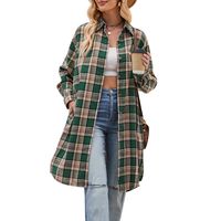 Women's Coat Long Sleeve Blouses Pocket Streetwear Plaid main image 5
