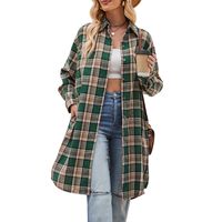 Women's Coat Long Sleeve Blouses Pocket Streetwear Plaid sku image 16