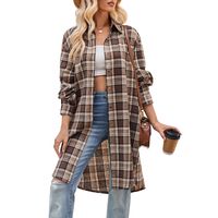 Women's Coat Long Sleeve Blouses Pocket Streetwear Plaid sku image 21