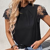 Women's Blouse Short Sleeve Blouses Pleated Casual Elegant Simple Style Solid Color main image 1