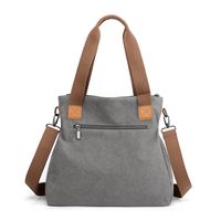 Women's Medium Canvas Solid Color Business Square Zipper Shoulder Bag Crossbody Bag main image 5