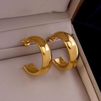 1 Pair Simple Style Solid Color Plating Copper Gold Plated Ear Studs main image 4