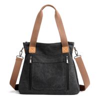 Women's Medium Canvas Solid Color Business Square Zipper Shoulder Bag Crossbody Bag sku image 2