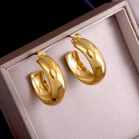 1 Pair Simple Style Solid Color Plating Copper Gold Plated Ear Studs main image 2