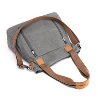 Women's Medium Canvas Solid Color Business Square Zipper Shoulder Bag Crossbody Bag main image 2
