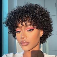 Women's Simple Style Stage Street Real Hair Long Bangs Short Curly Hair Wigs main image 1