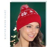 Unisex Elegant Christmas Printing Crimping Wool Cap main image 4