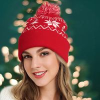 Unisex Elegant Christmas Printing Crimping Wool Cap main image 1