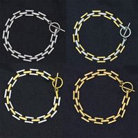 Simple Style Color Block Solid Color 304 Stainless Steel Toggle 18K Gold Plated Men'S Bracelets main image 1
