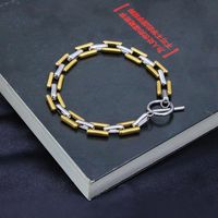 Simple Style Color Block Solid Color 304 Stainless Steel Toggle 18K Gold Plated Men'S Bracelets main image 4