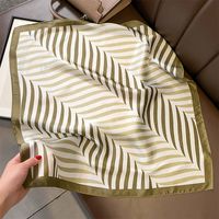 Women's Elegant Simple Style Stripe Mulberry Silk Printing Silk Scarf sku image 1