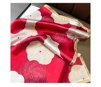 Women's Elegant Color Block Flower Mulberry Silk Printing Silk Scarf main image 4