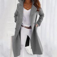 Femmes Décontractée Couleur Unie Double Boutonnage Manteau Manteau En Laine main image 4