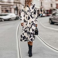 Women's Regular Dress Elegant Vintage Style Turndown Shirt Collar Button Long Sleeve Printing Midi Dress Casual Daily Street main image 4