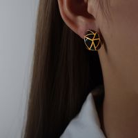 1 Pair Commute Geometric Enamel Plating Titanium Steel 18k Gold Plated Ear Studs sku image 1