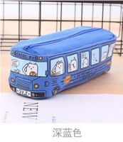 Cute Creative Canvas Student Stationery Small Animal Bus Pencil Case sku image 4