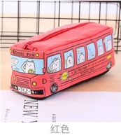 Cute Creative Canvas Student Stationery Small Animal Bus Pencil Case sku image 2