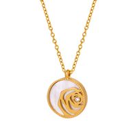 Simple Style Flower Titanium Steel Plating Zircon 18k Gold Plated Necklace main image 2