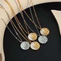 Simple Style Flower Titanium Steel Plating Zircon 18k Gold Plated Necklace main image 4