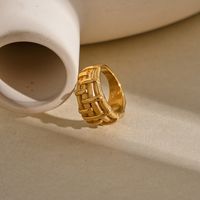 304 Stainless Steel 14K Gold Plated Casual Modern Style Artistic Plating Bamboo Rings main image 3