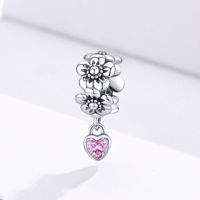 Casual Heart Shape Rose Flower Sterling Silver Inlay Zircon Jewelry Accessories sku image 1