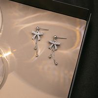 1 Pair Vintage Style Vacation Simple Style Bow Knot Plating Inlay Alloy Zircon Silver Plated Drop Earrings main image 5