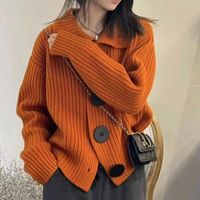 Women's Sweater Long Sleeve Sweaters & Cardigans Button Casual Solid Color sku image 1