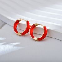 1 Pair Modern Style Round Enamel Copper Earrings main image 7