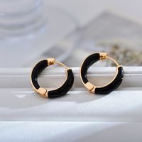 1 Pair Modern Style Round Enamel Copper Earrings sku image 3