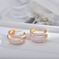 1 Pair Basic Color Block Enamel Copper Hoop Earrings main image 5